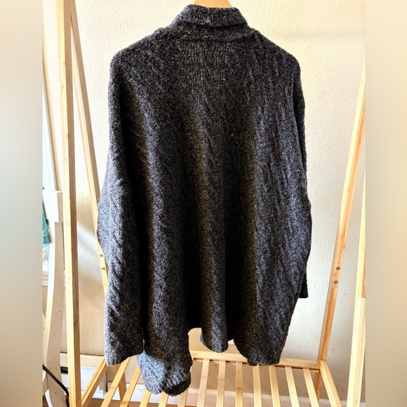 J. Jill Cable Knit Open Cardigan Gray Alpaca Blend | Estimated 2X | Oversized - Picture 3 of 8
